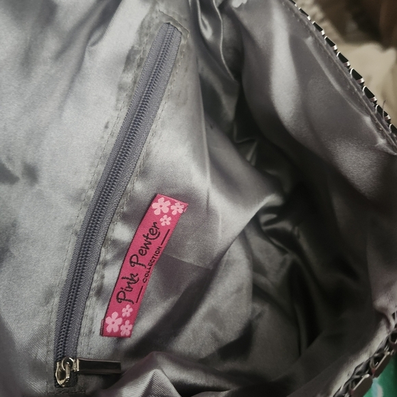 Silver‎ chain mail crossbody bag magnetic snap closure chain strap vintage - Picture 7 of 8